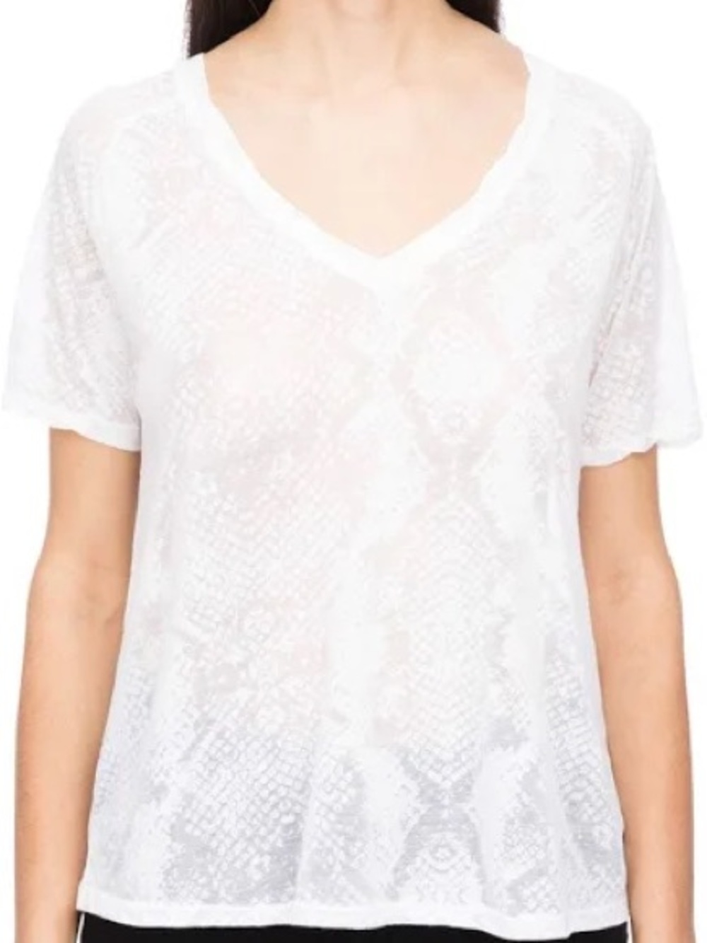 Zadig & Voltaire Time Burn Deep V Neck Short Sleeve Tee Shirt. Size Medium. - Picture 1 of 7